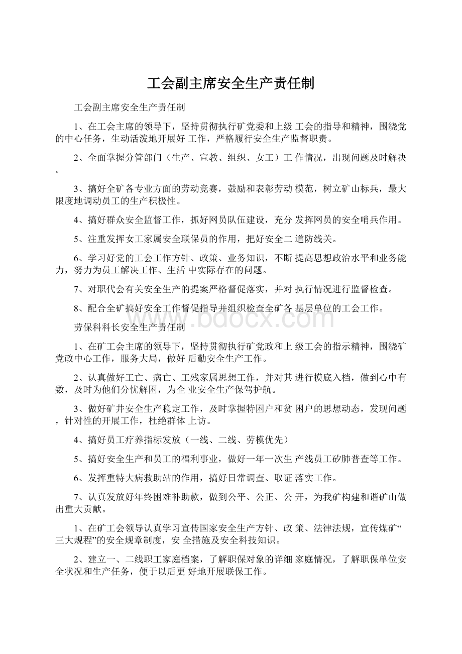 工会副主席安全生产责任制Word文档下载推荐.docx_第1页