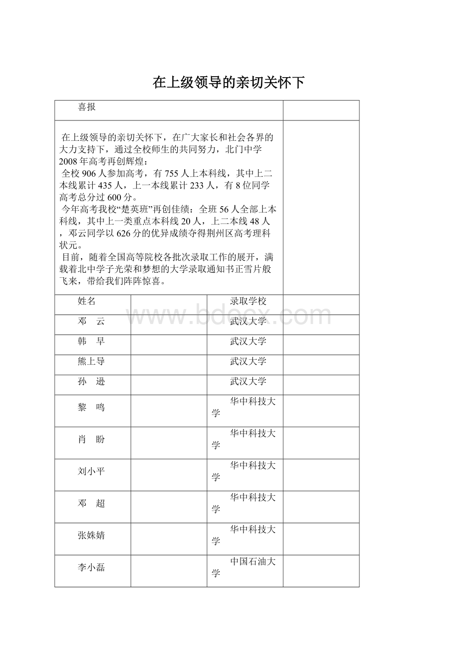 在上级领导的亲切关怀下Word文档下载推荐.docx_第1页