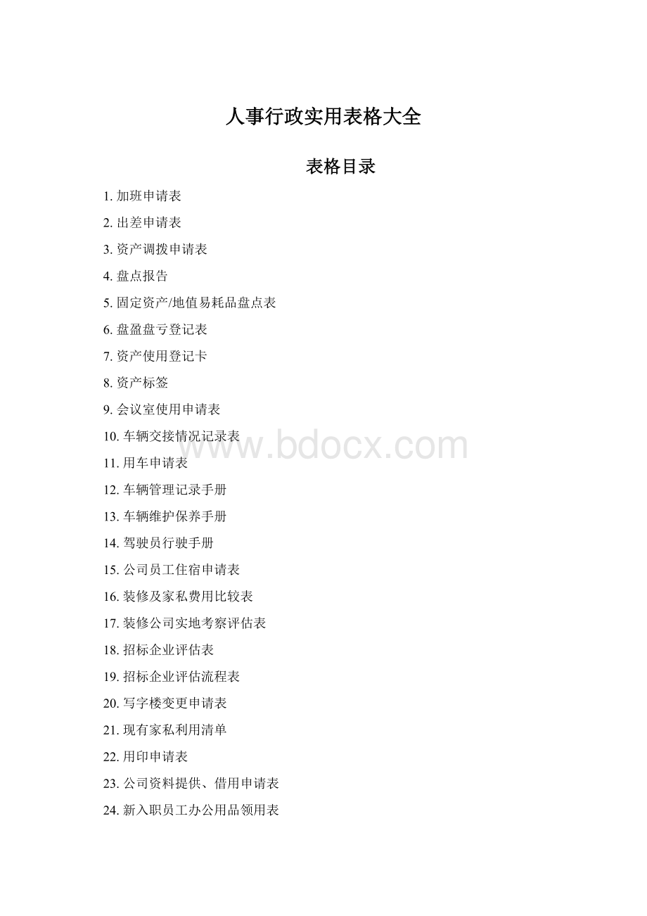 人事行政实用表格大全Word文档下载推荐.docx