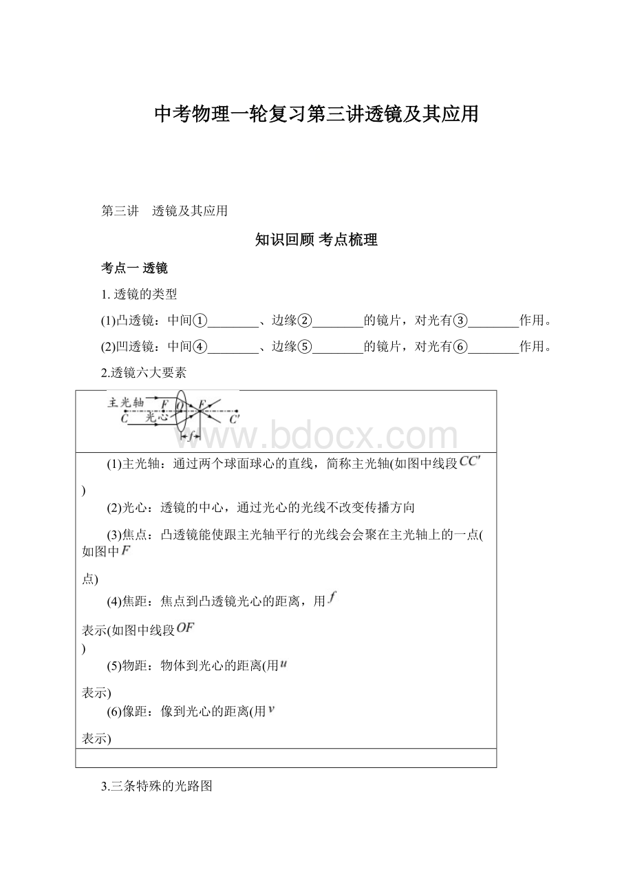 中考物理一轮复习第三讲透镜及其应用.docx_第1页