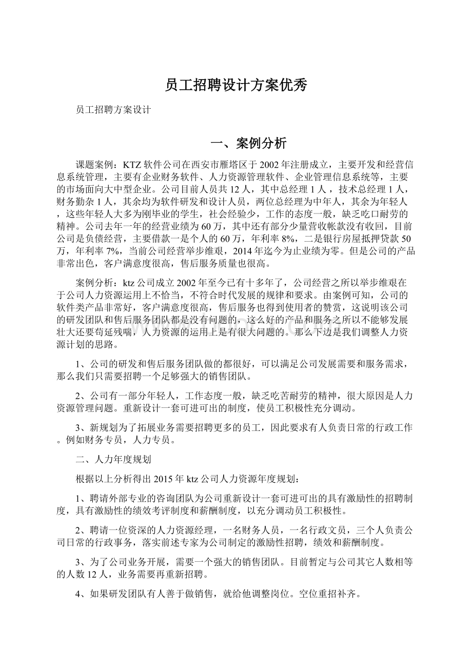 员工招聘设计方案优秀.docx_第1页