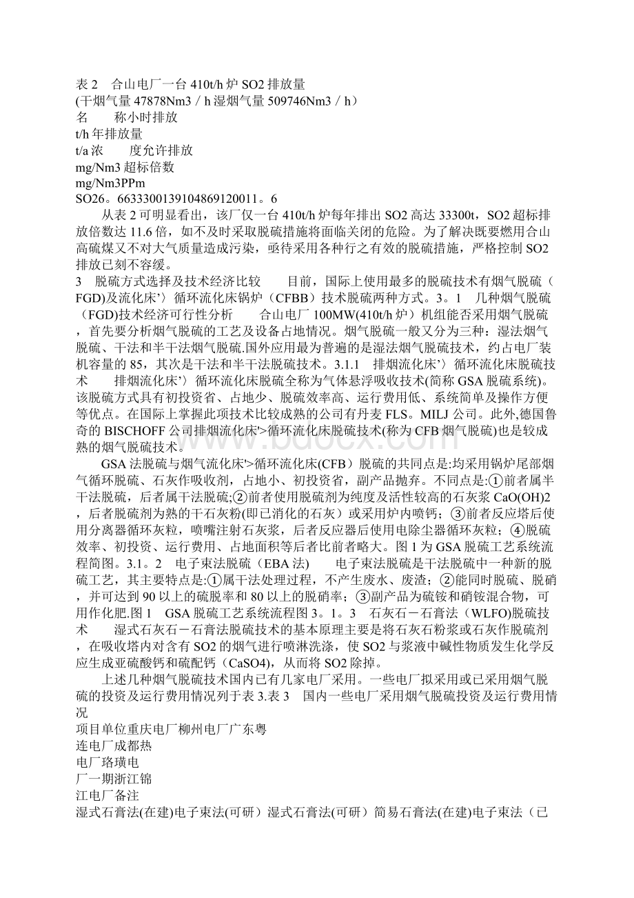 CFB锅炉脱硫与烟气脱硫技术经济分析.docx_第2页