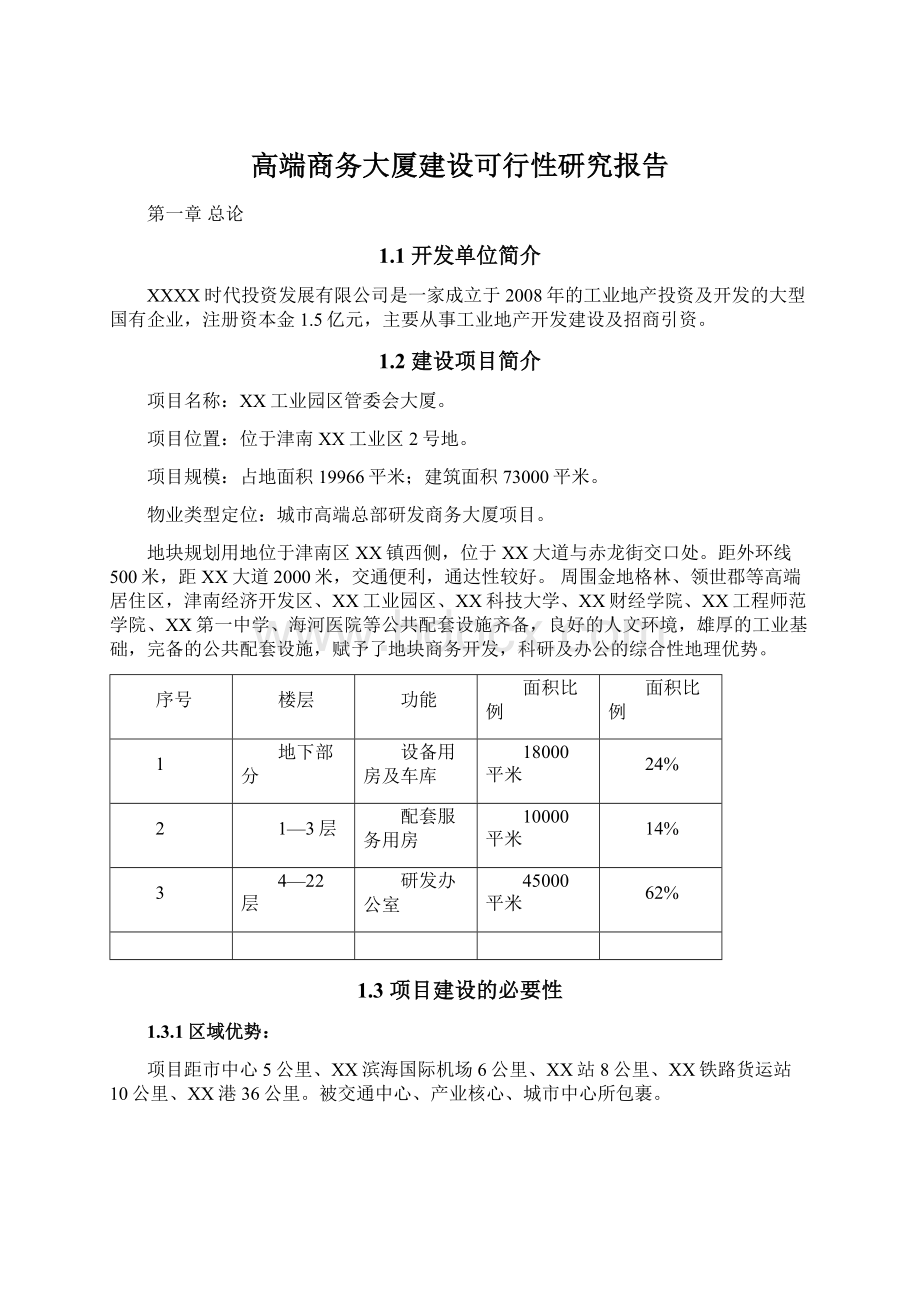 高端商务大厦建设可行性研究报告.docx