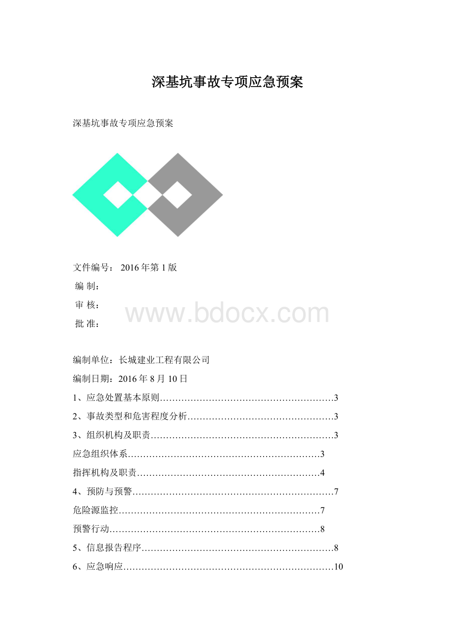 深基坑事故专项应急预案Word文档下载推荐.docx