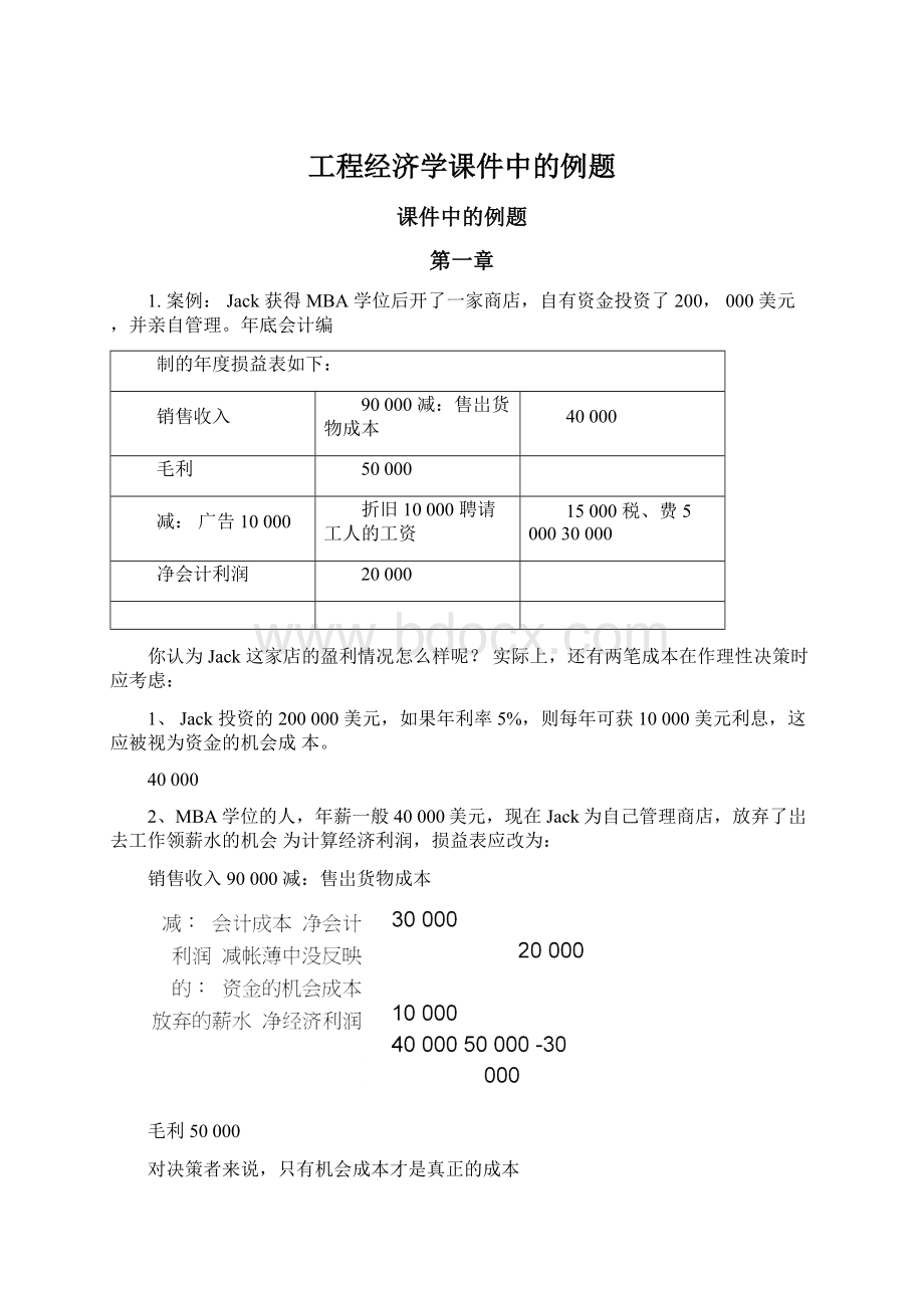 工程经济学课件中的例题.docx