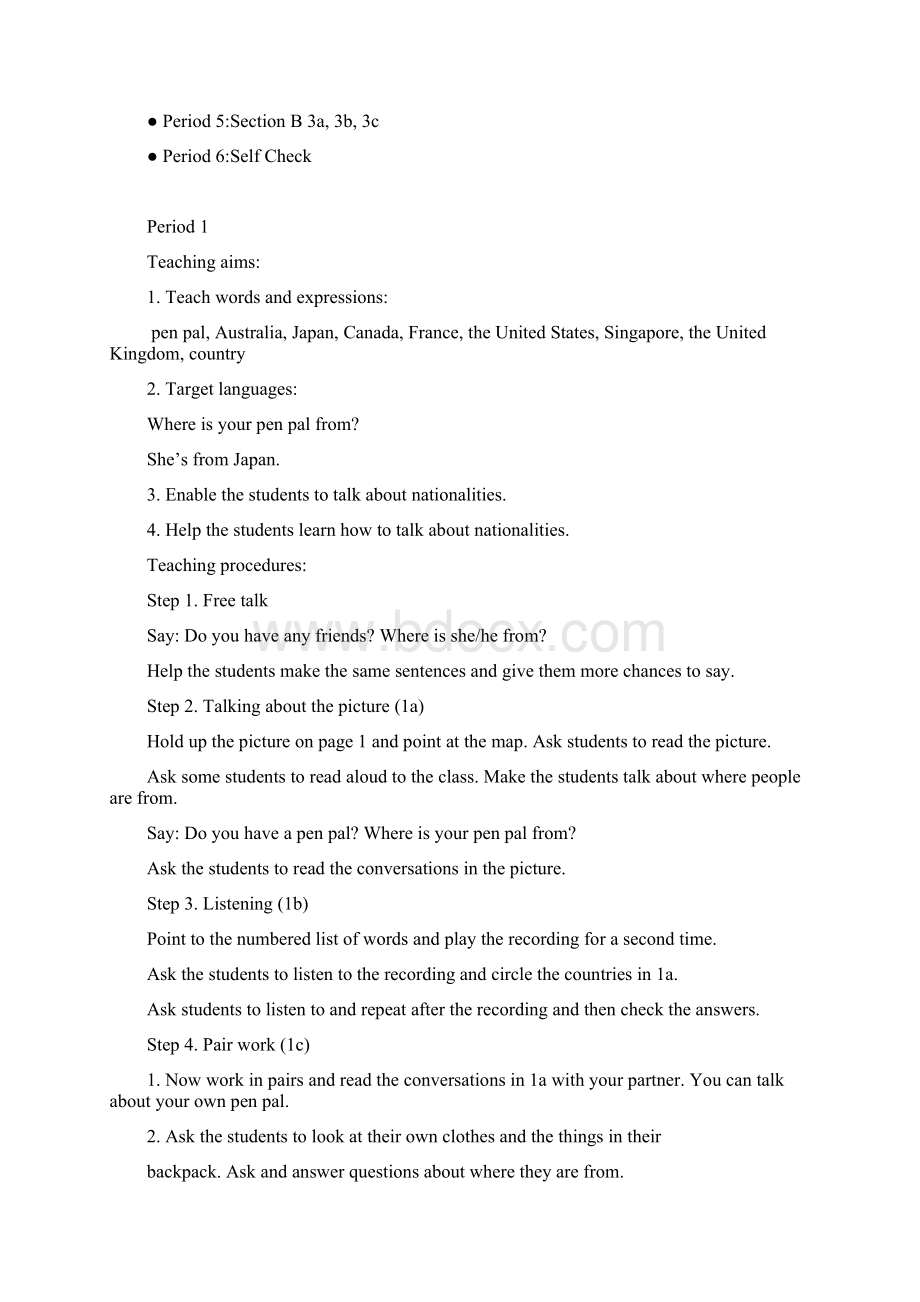七年级英语上册 Unit 1教案 人教新目标版Word格式.docx_第2页