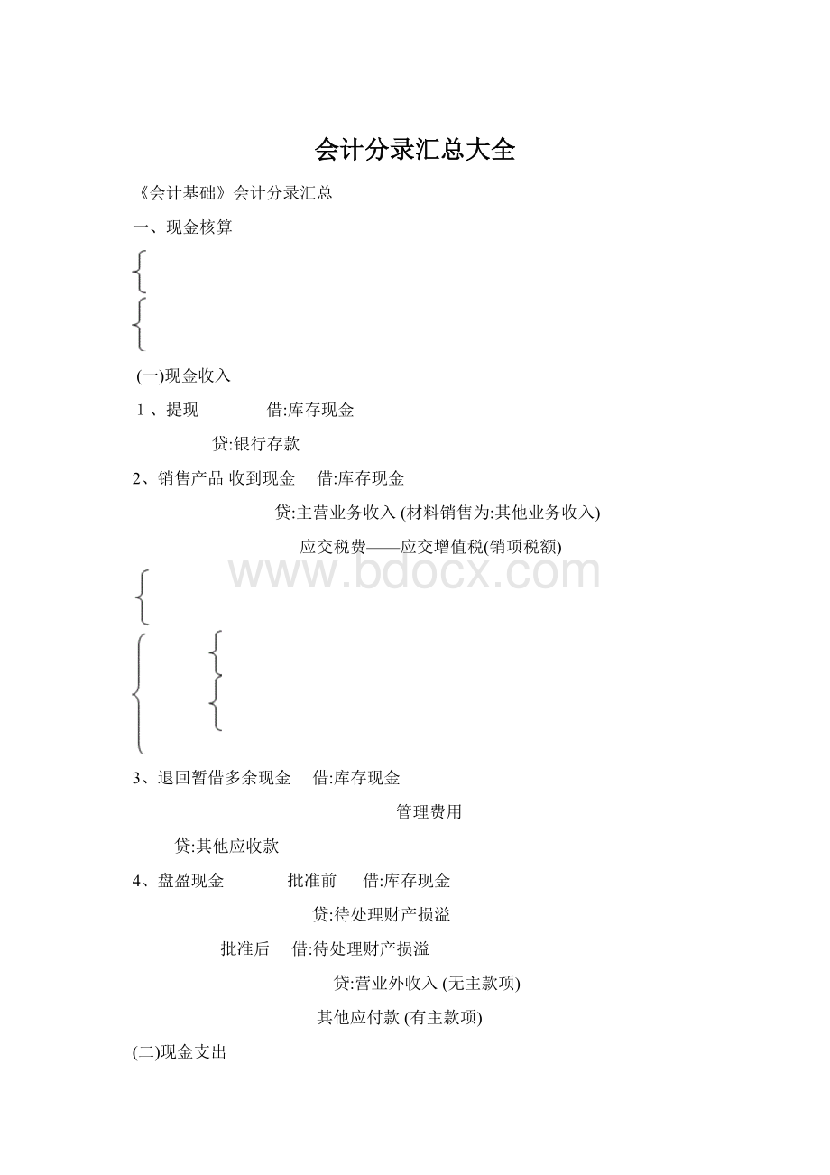 会计分录汇总大全Word下载.docx