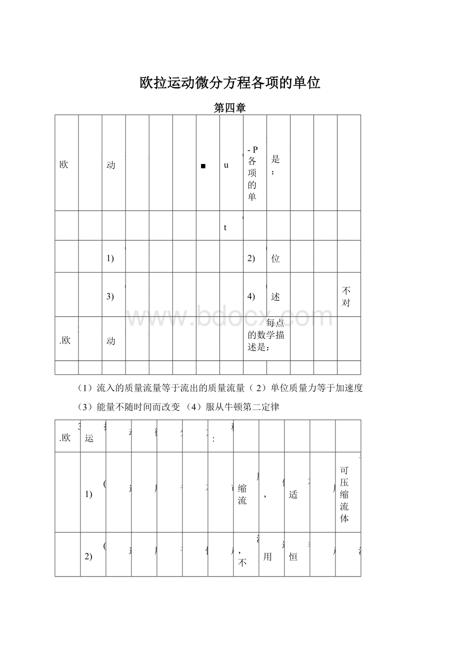 欧拉运动微分方程各项的单位.docx