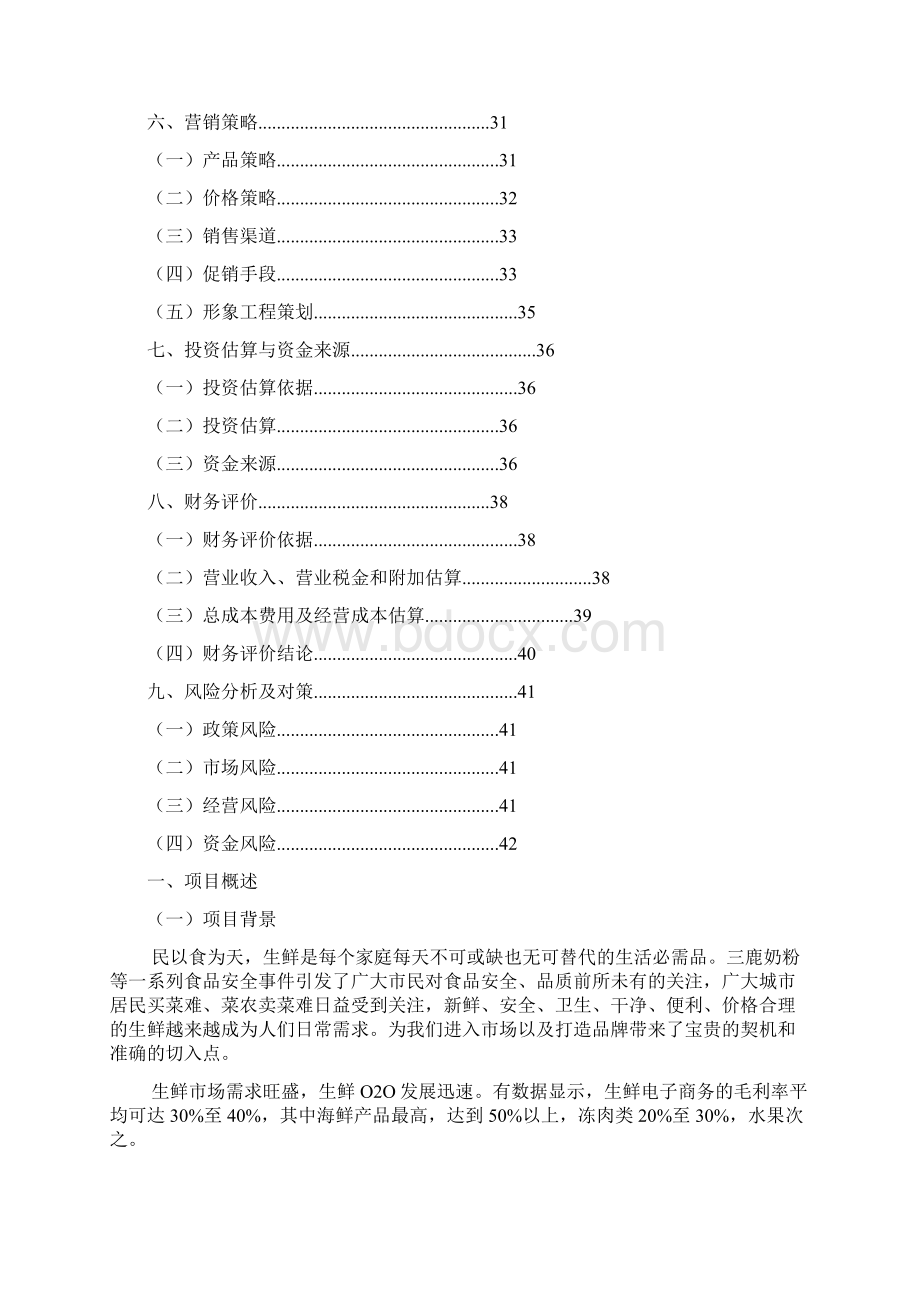 最新生鲜O2O项目众筹商业计划书文档格式.docx_第2页