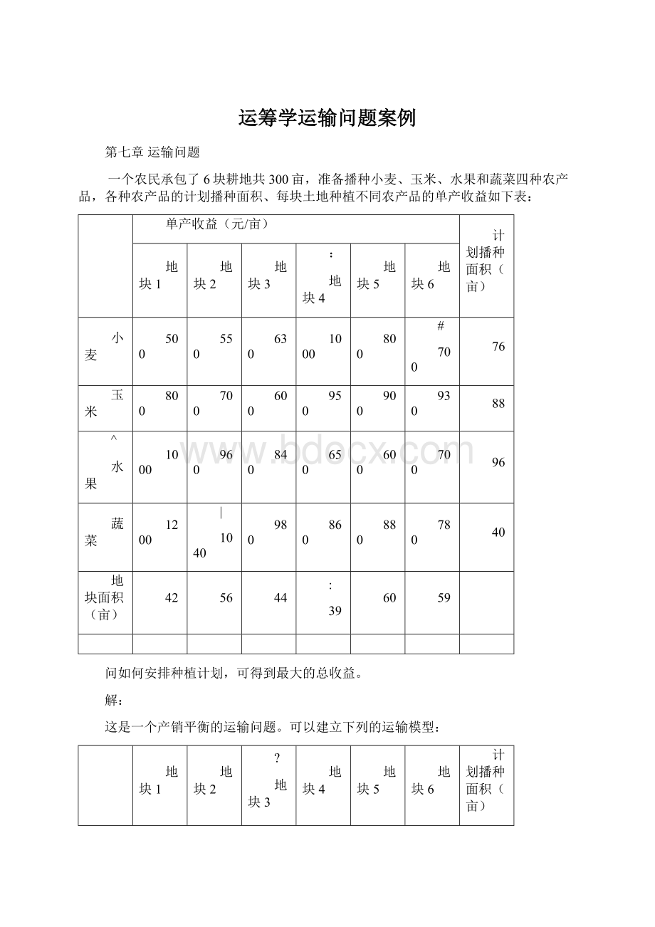 运筹学运输问题案例Word文件下载.docx_第1页