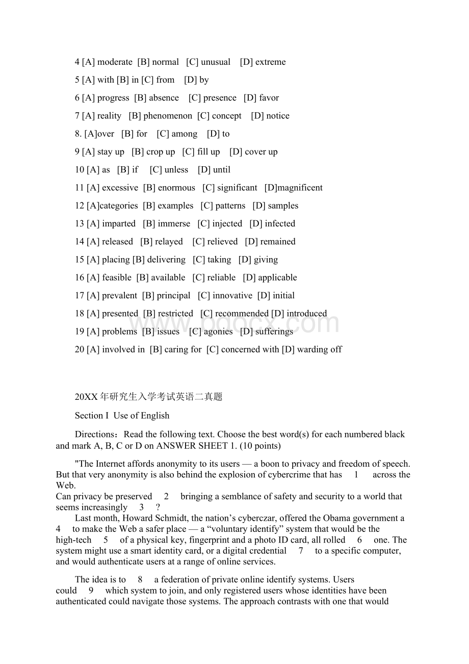 10年至16年考研英语二完形填空真题题目打印.docx_第2页