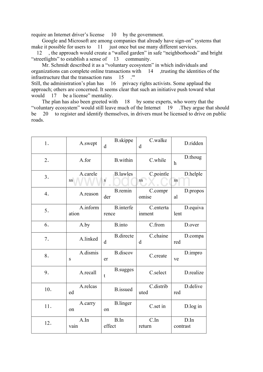 10年至16年考研英语二完形填空真题题目打印.docx_第3页