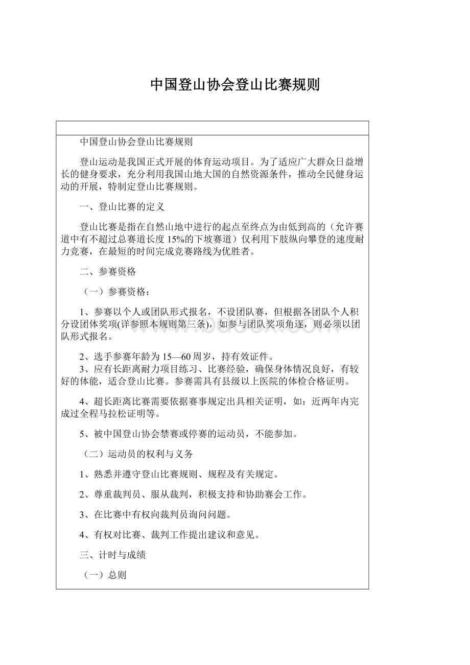 中国登山协会登山比赛规则Word文档格式.docx_第1页