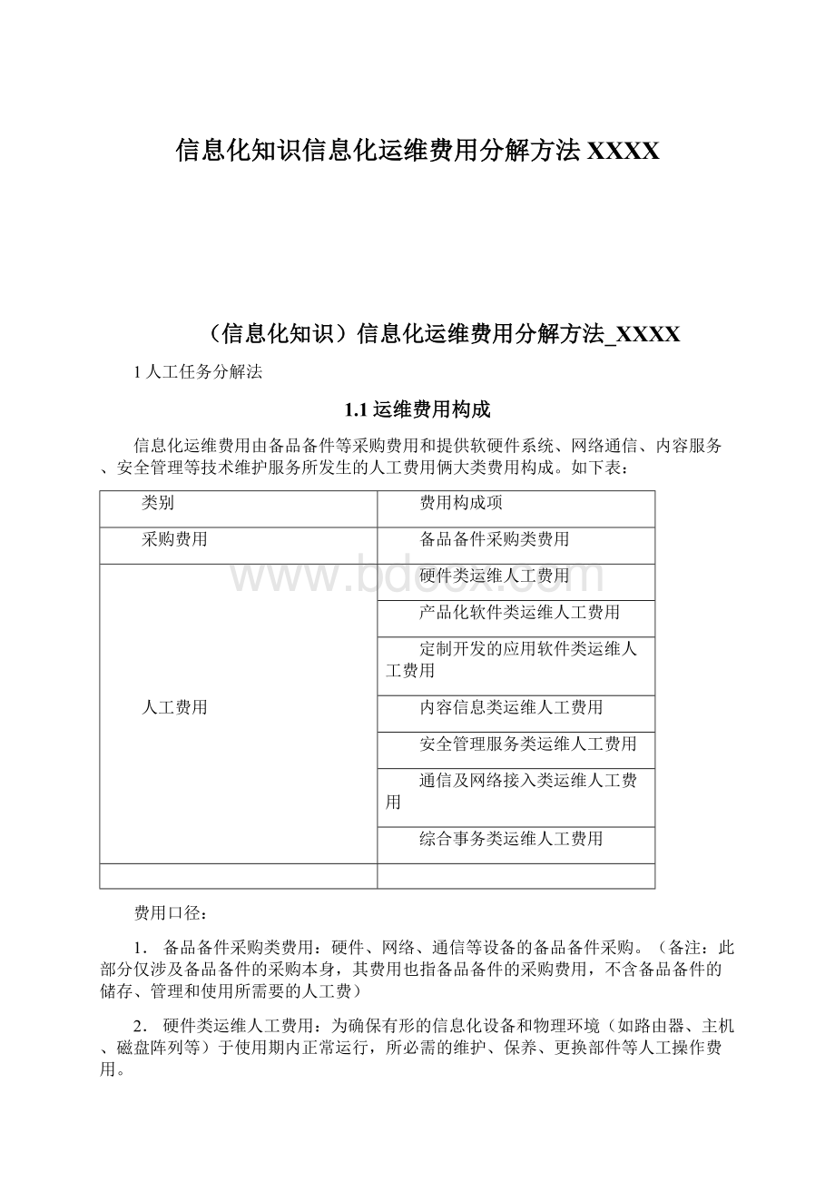 信息化知识信息化运维费用分解方法XXXXWord下载.docx_第1页