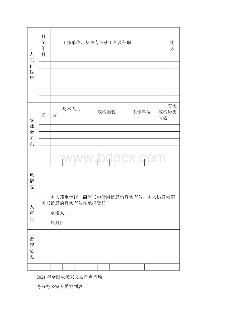 工作人员政审表完整优秀版Word格式文档下载.docx_第2页