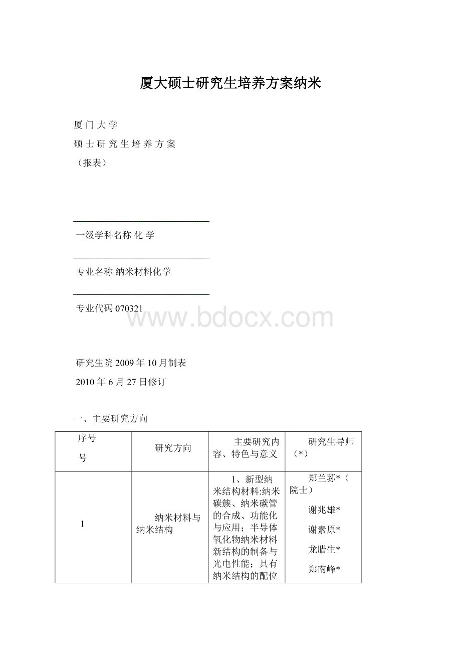 厦大硕士研究生培养方案纳米.docx_第1页