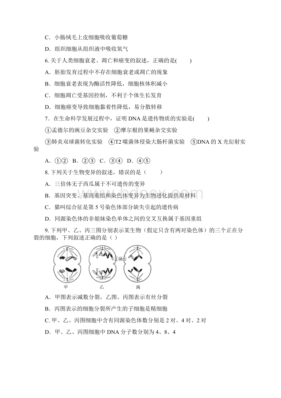 云南省玉溪市峨山一中学年高二生物上学期期中试题理Word格式.docx_第2页