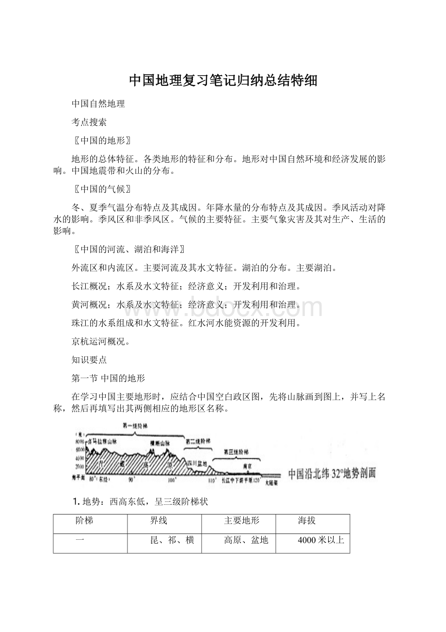 中国地理复习笔记归纳总结特细Word文档格式.docx