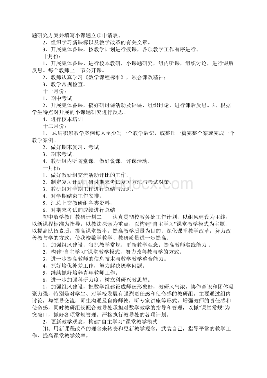 初中数学教师教研计划.docx_第2页