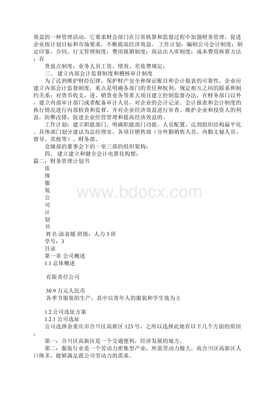 小企业财务管理计划书Word格式文档下载.docx_第2页