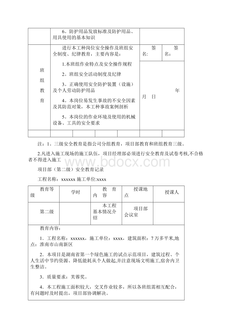 建筑企业三级安全教育记录及表格全.docx_第3页