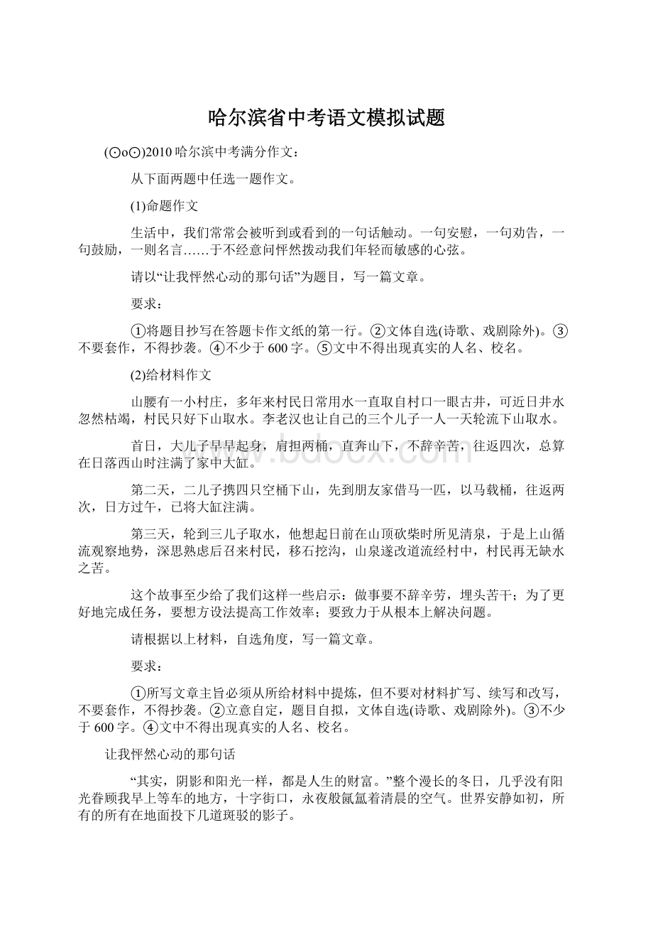 哈尔滨省中考语文模拟试题文档格式.docx