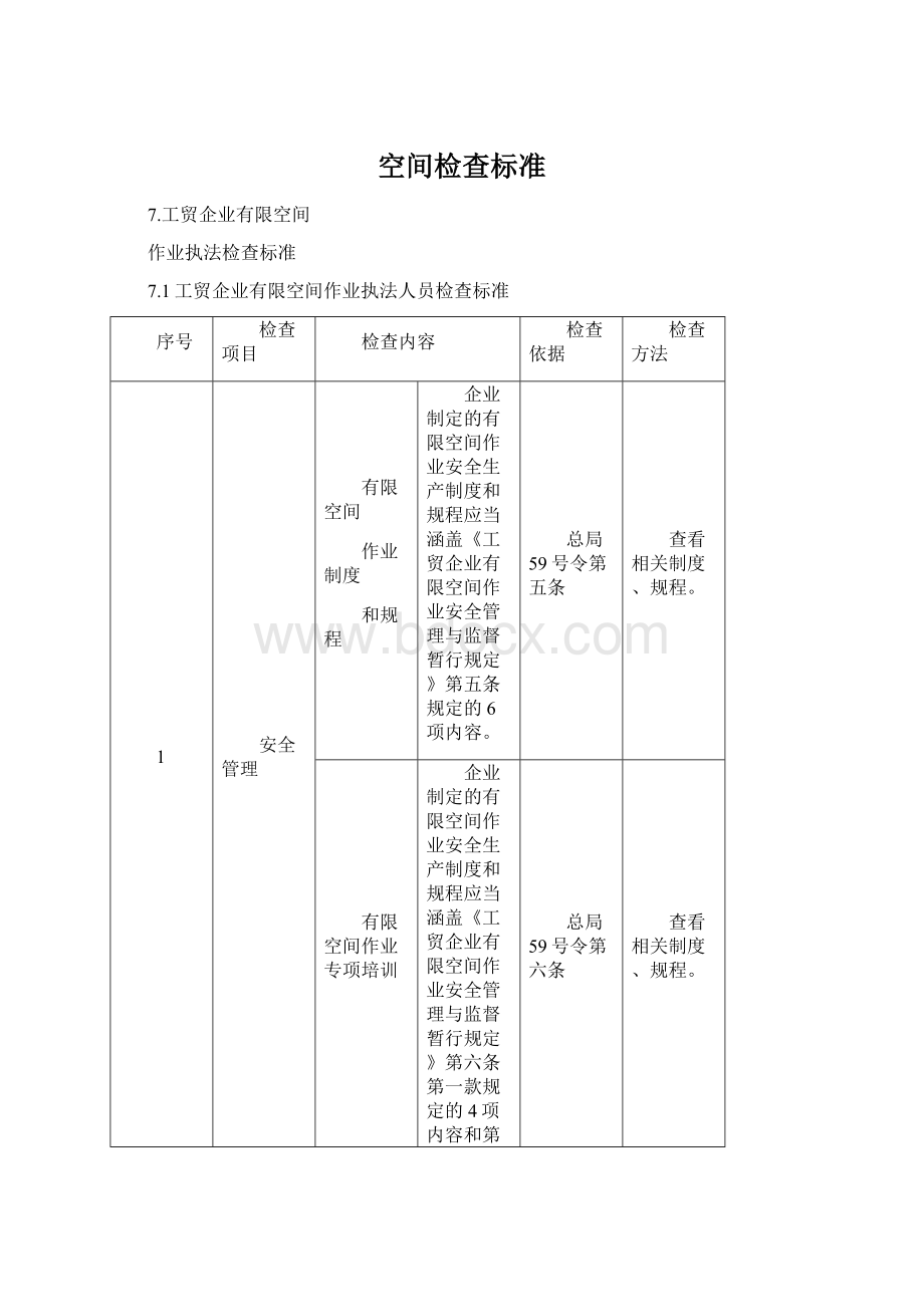 空间检查标准Word文件下载.docx