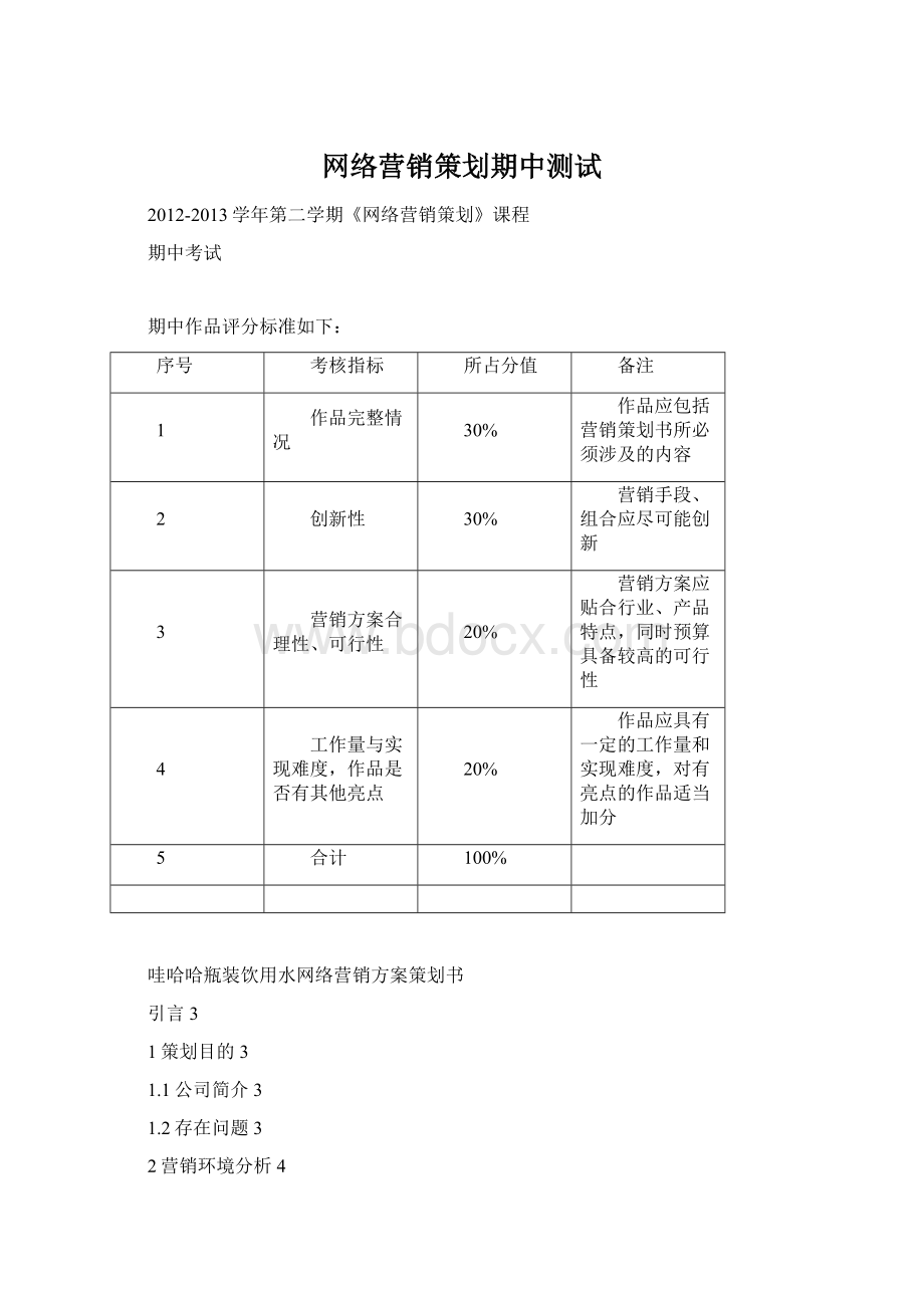 网络营销策划期中测试Word格式文档下载.docx