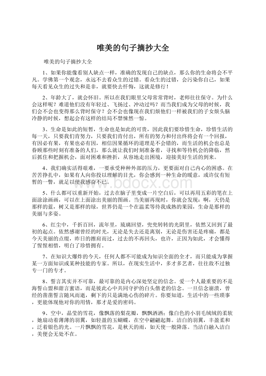 唯美的句子摘抄大全Word格式文档下载.docx_第1页