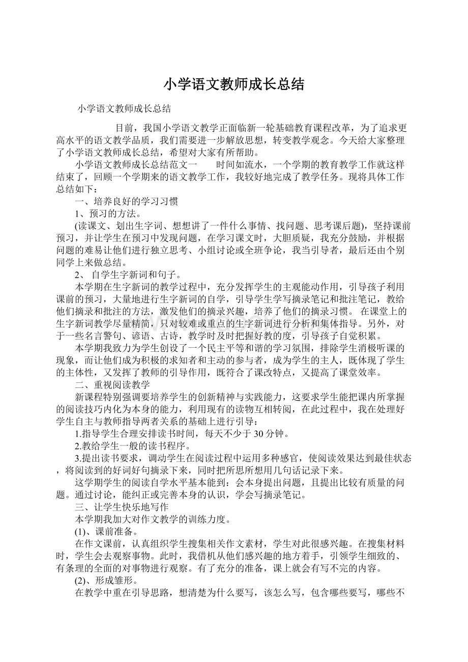 小学语文教师成长总结Word格式.docx