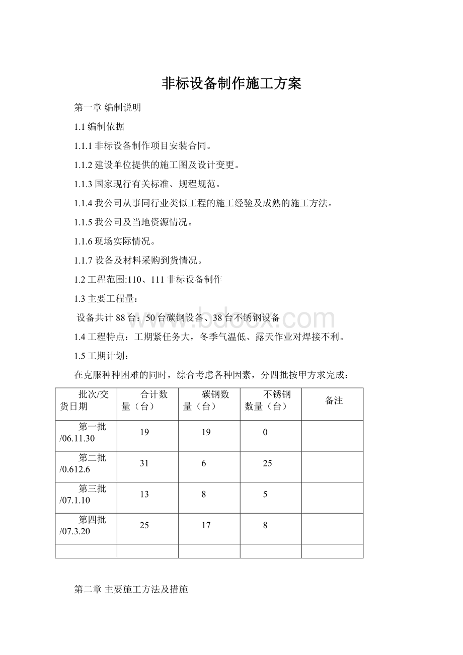 非标设备制作施工方案文档格式.docx