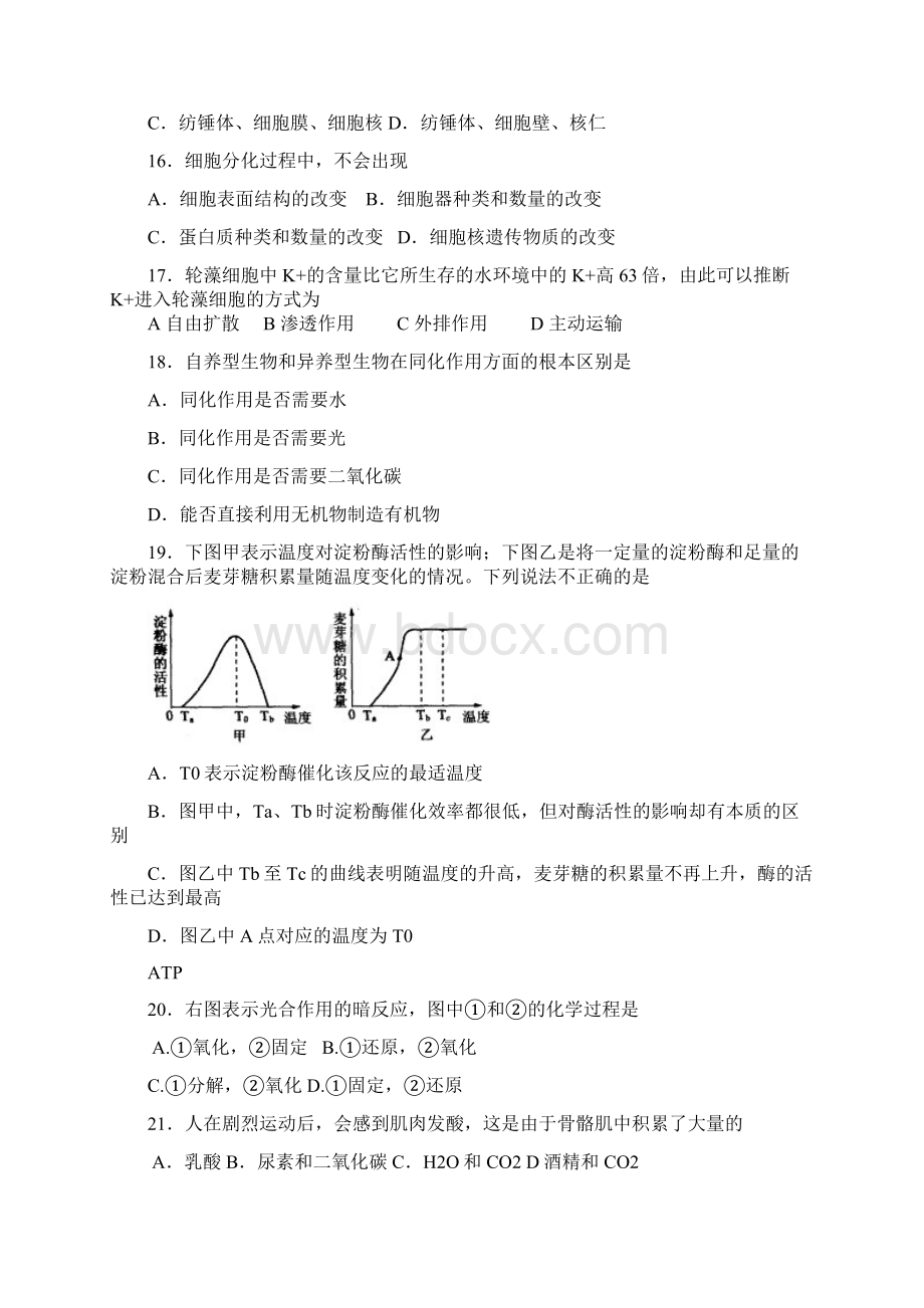 最新高二生物学年浙江绍兴生物期未统测卷 精品.docx_第3页