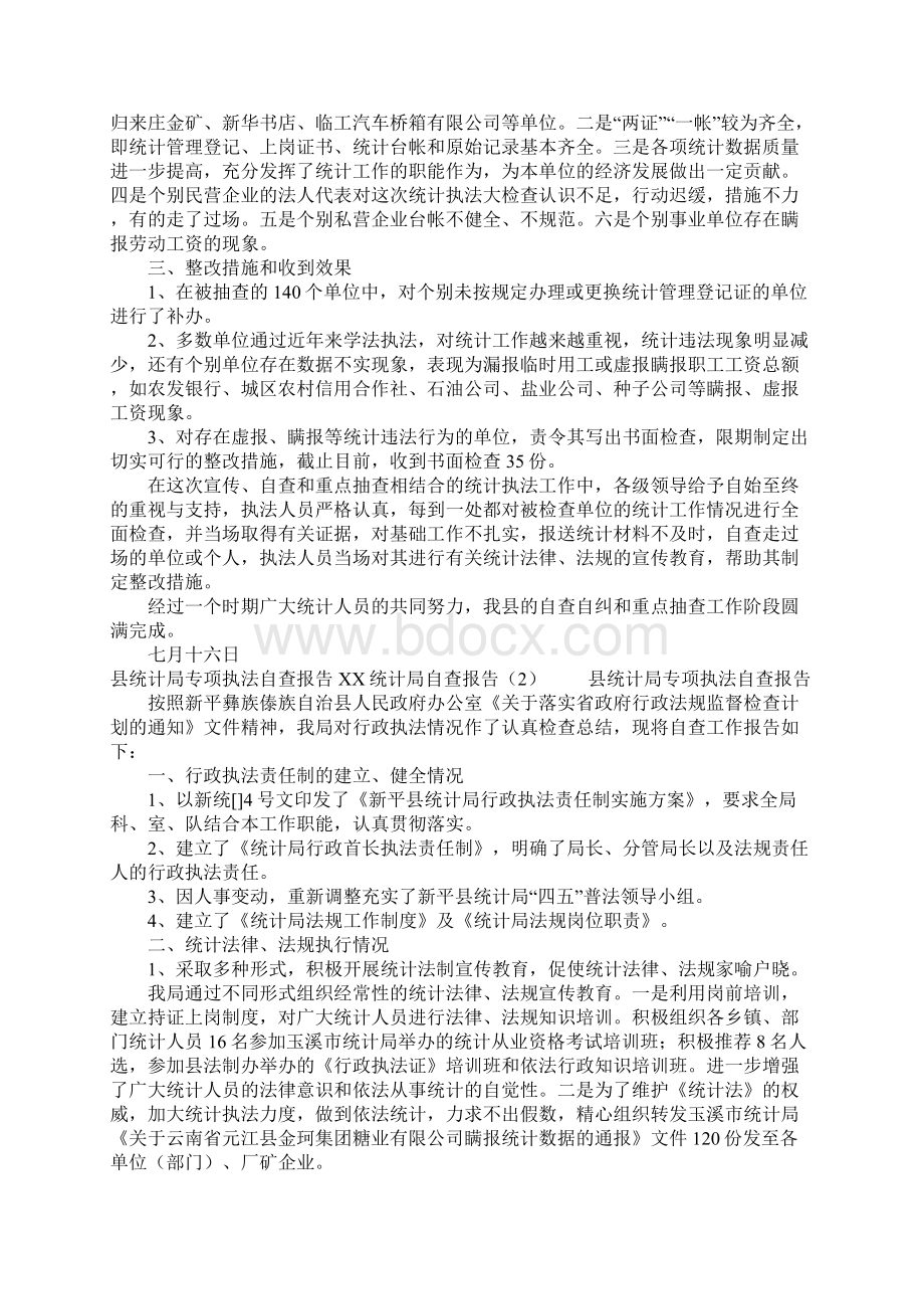 XX统计局自查报告4篇Word文件下载.docx_第2页