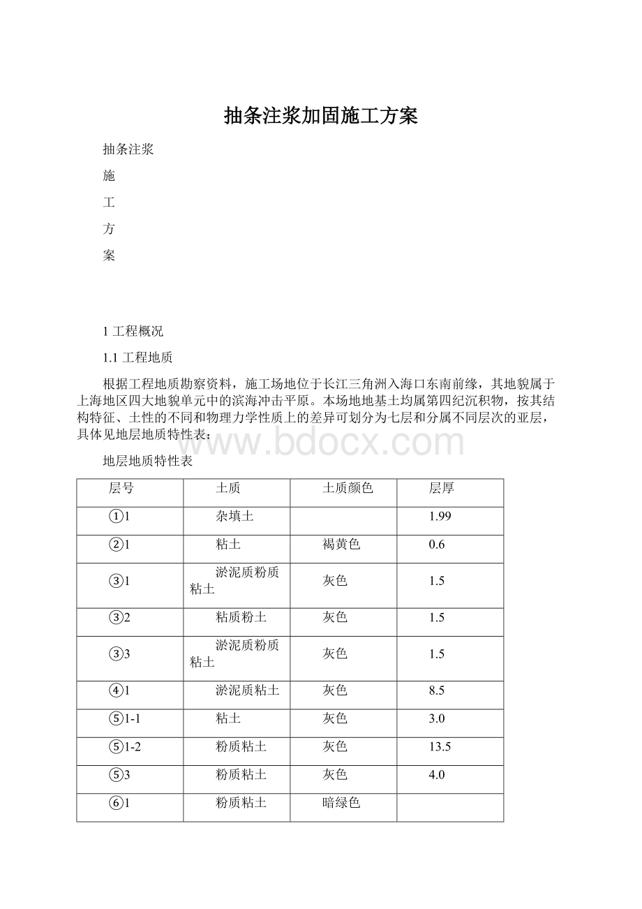 抽条注浆加固施工方案.docx_第1页