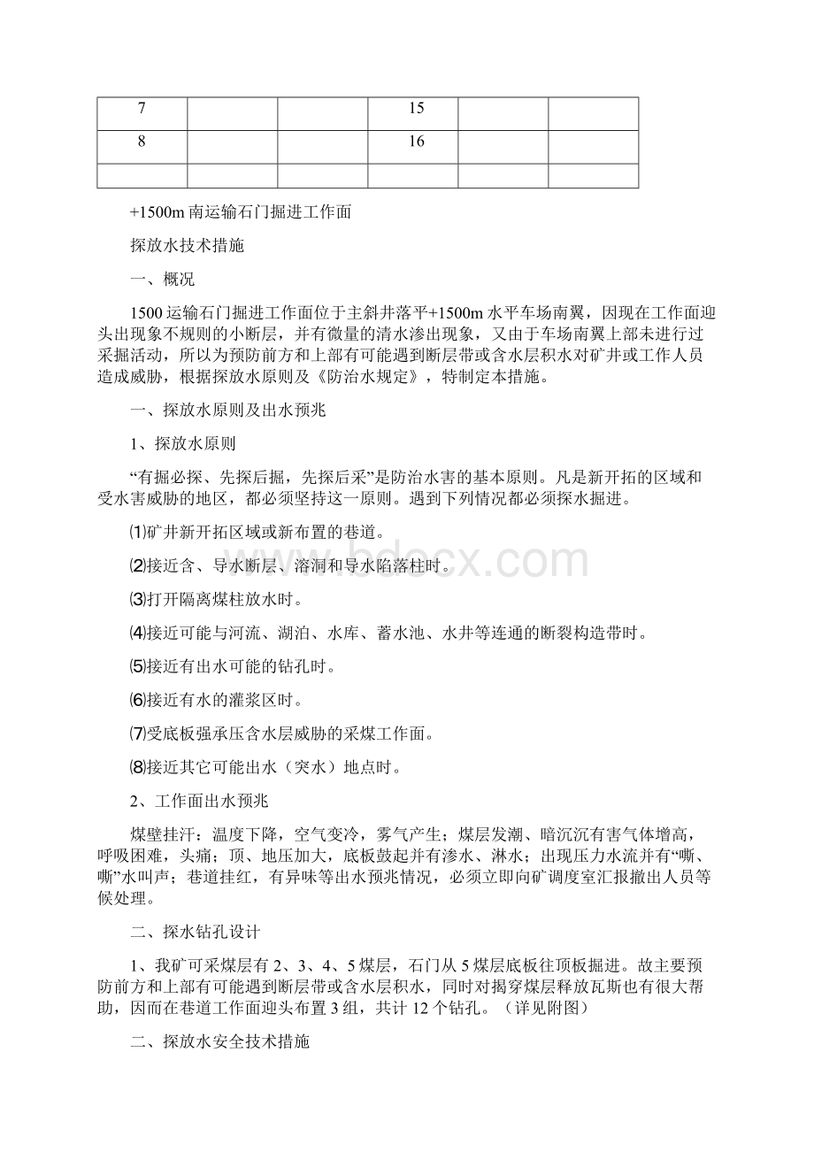 1500南运输石门掘进工作面探放水措施 自动保存的文档格式.docx_第2页