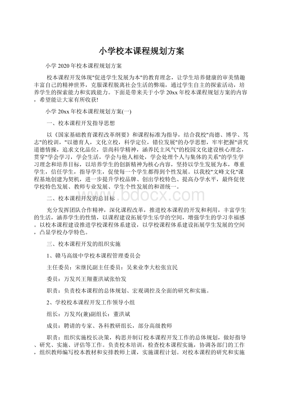 小学校本课程规划方案文档格式.docx_第1页