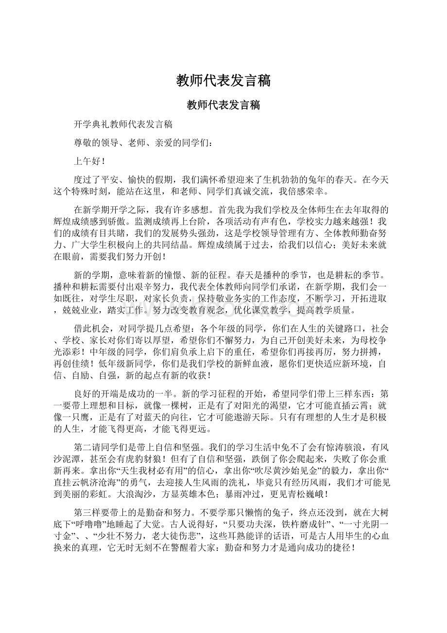 教师代表发言稿文档格式.docx_第1页