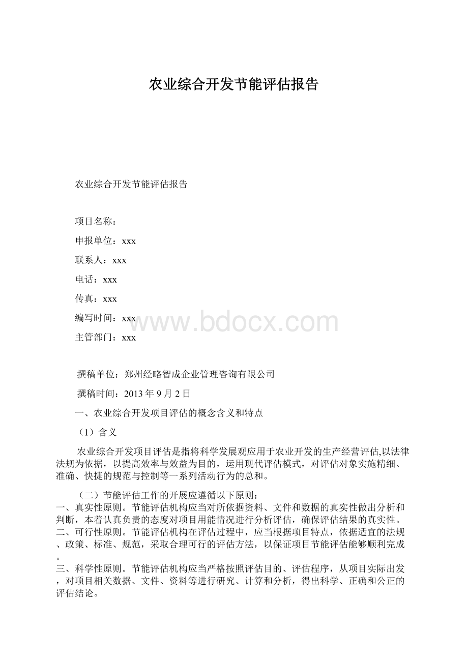 农业综合开发节能评估报告Word文档格式.docx