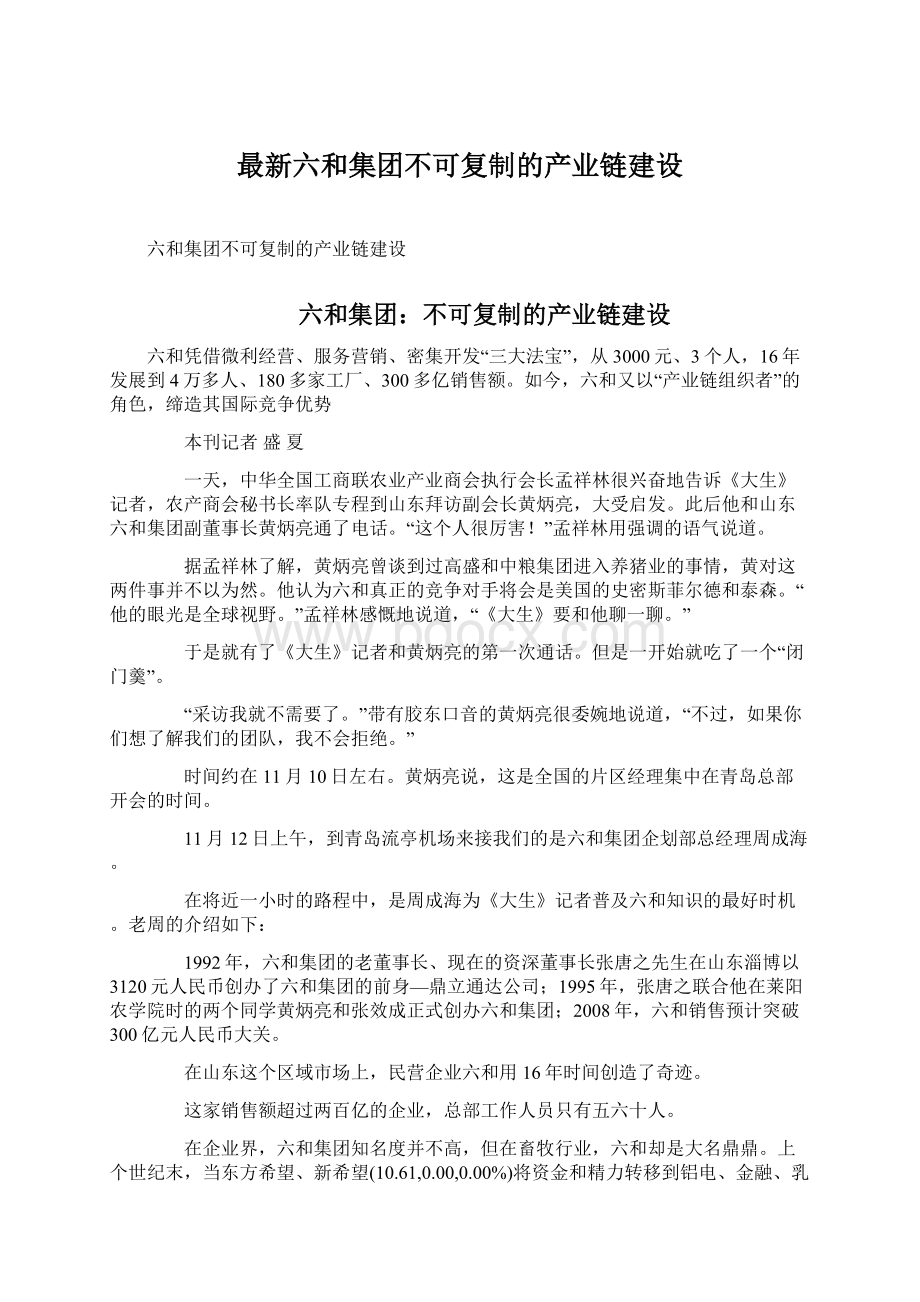 最新六和集团不可复制的产业链建设.docx