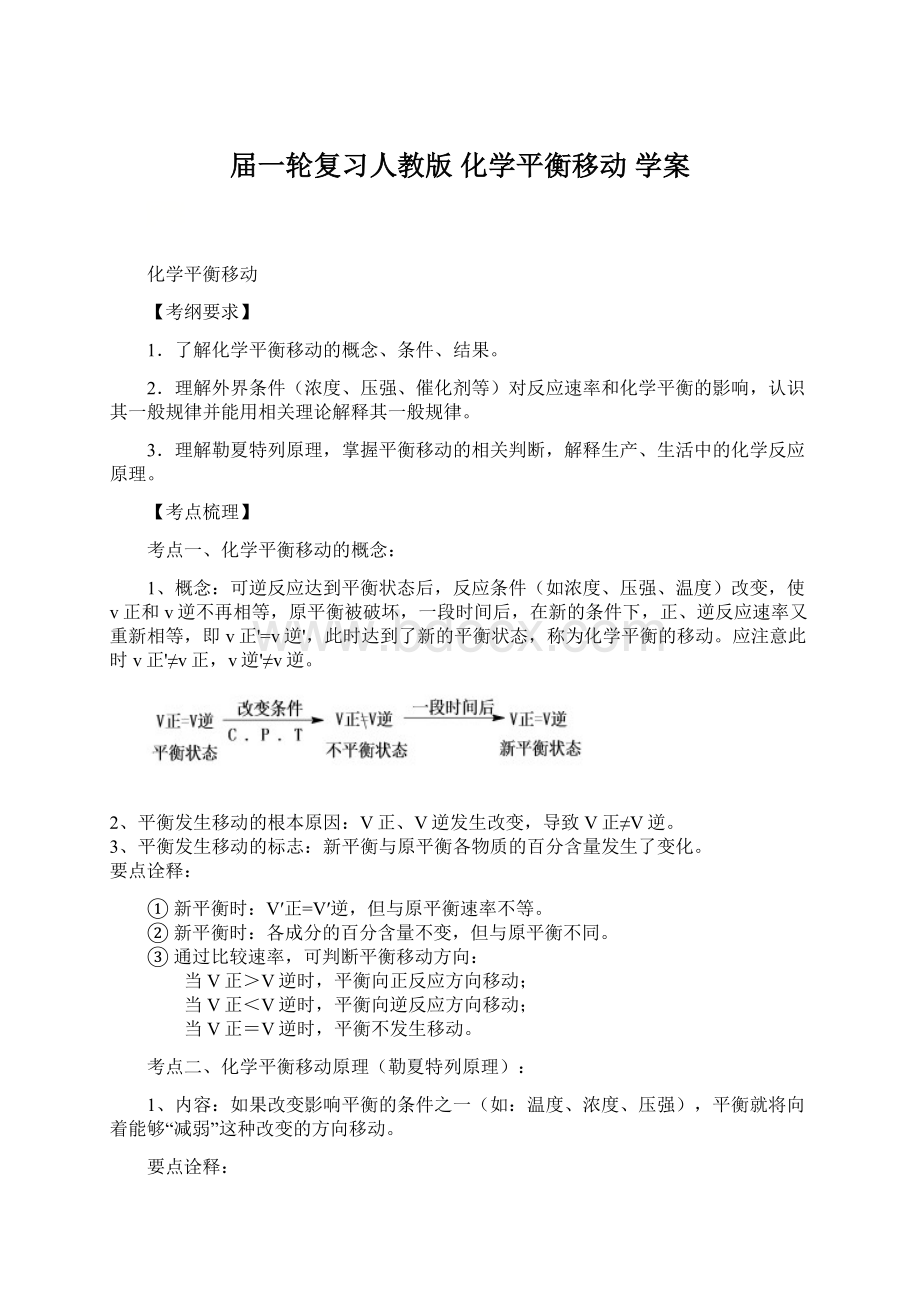 届一轮复习人教版 化学平衡移动 学案.docx_第1页