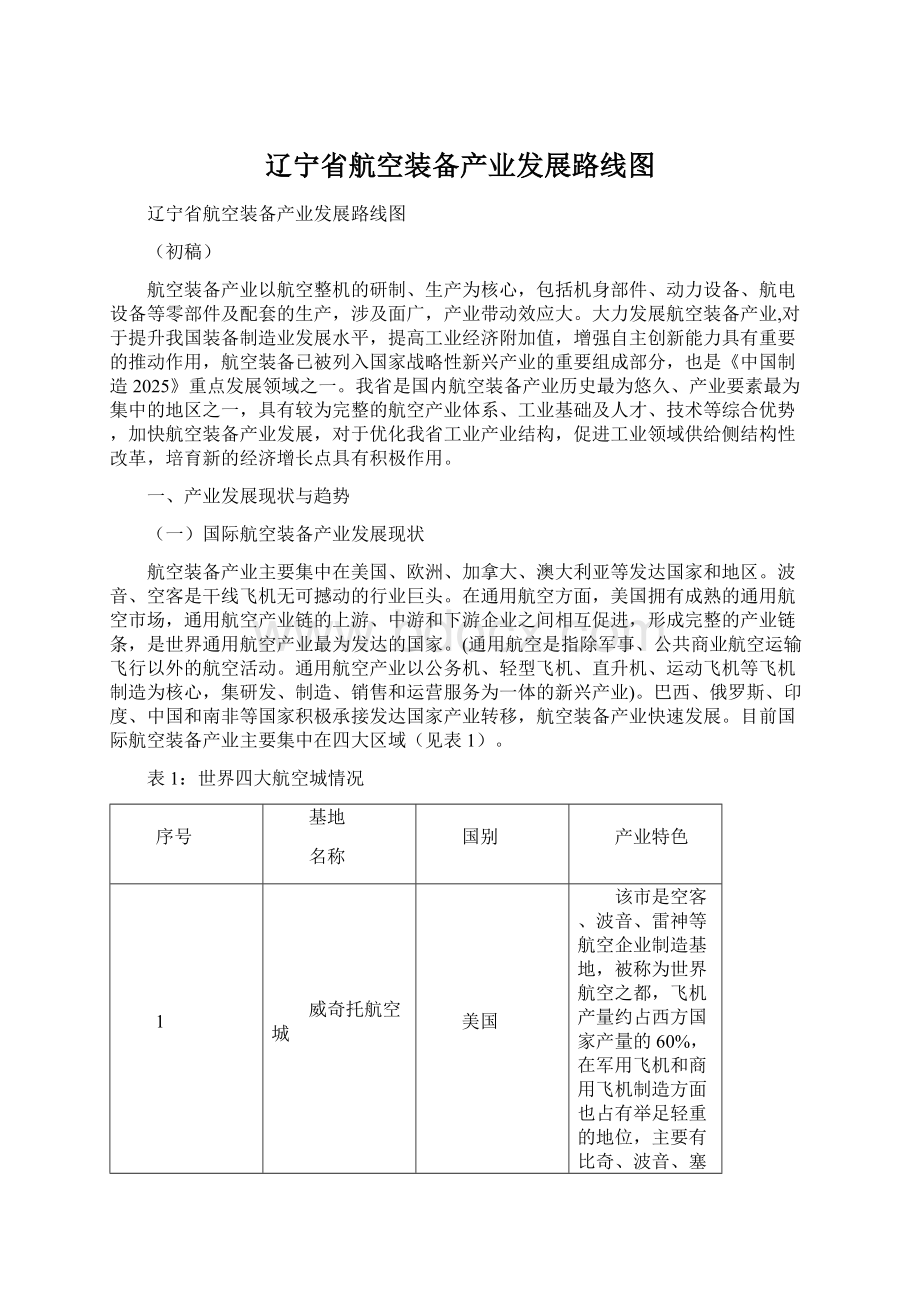 辽宁省航空装备产业发展路线图.docx_第1页