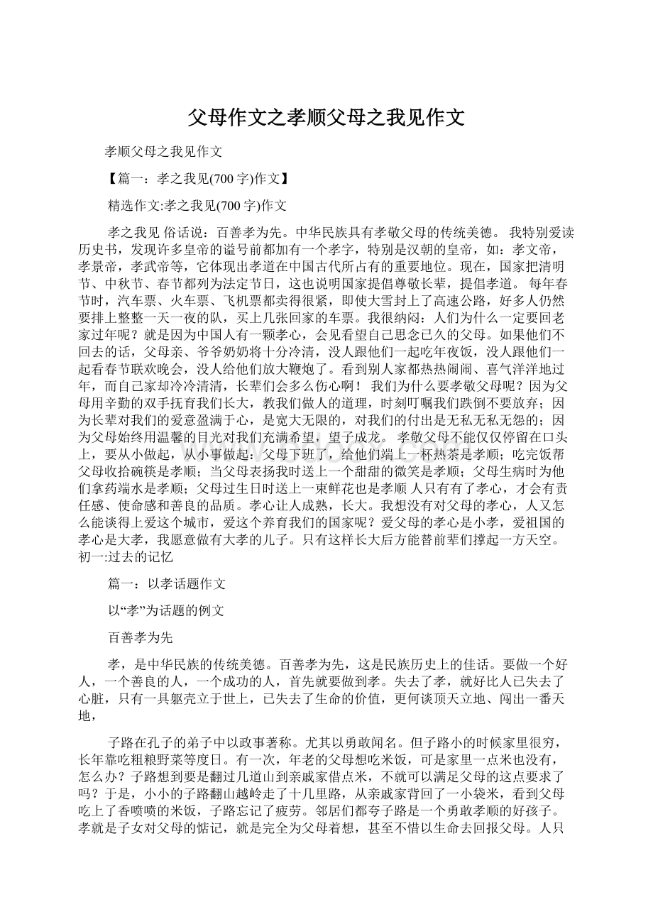 父母作文之孝顺父母之我见作文文档格式.docx