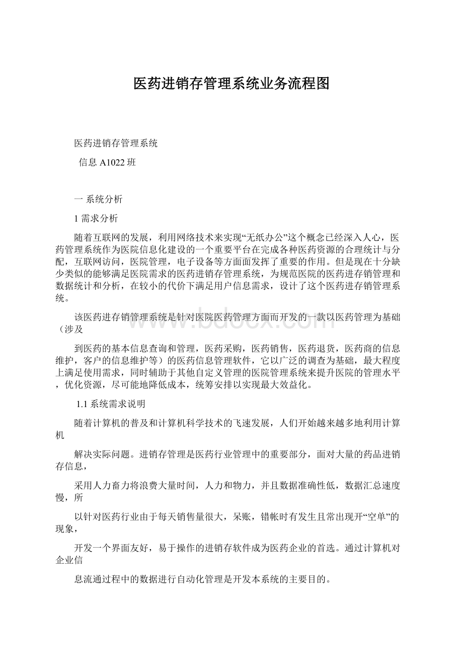 医药进销存管理系统业务流程图Word文件下载.docx_第1页