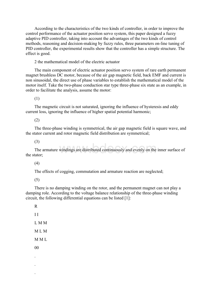 电动舵机模糊自适应pid控制研究Fuzzy adaptive PID control of electric actuator.docx_第2页