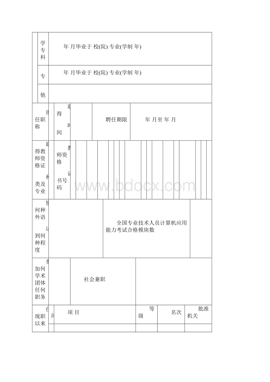 最新陕西省中小学教师职称任职资格评审表定.docx_第3页