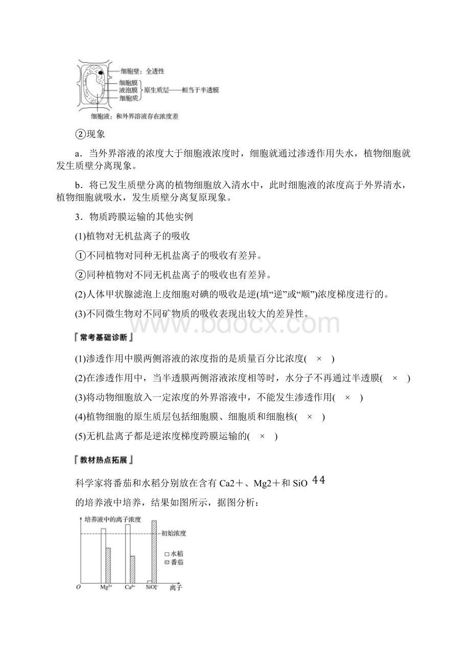 高考生物一轮复习第二单元细胞的基本结构和物质的运输细胞的物质输入和输出学案Word格式文档下载.docx_第2页