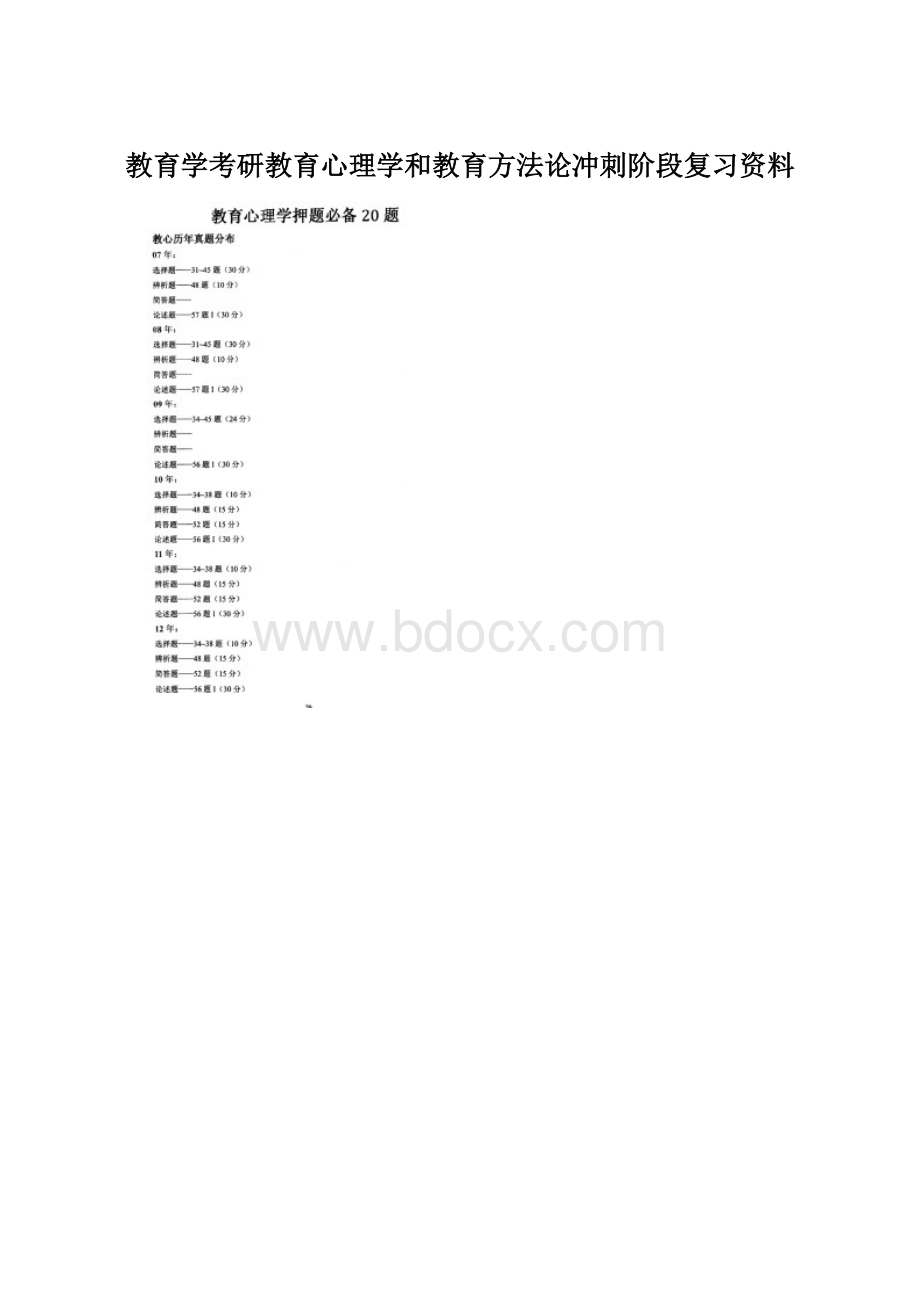 教育学考研教育心理学和教育方法论冲刺阶段复习资料.docx_第1页