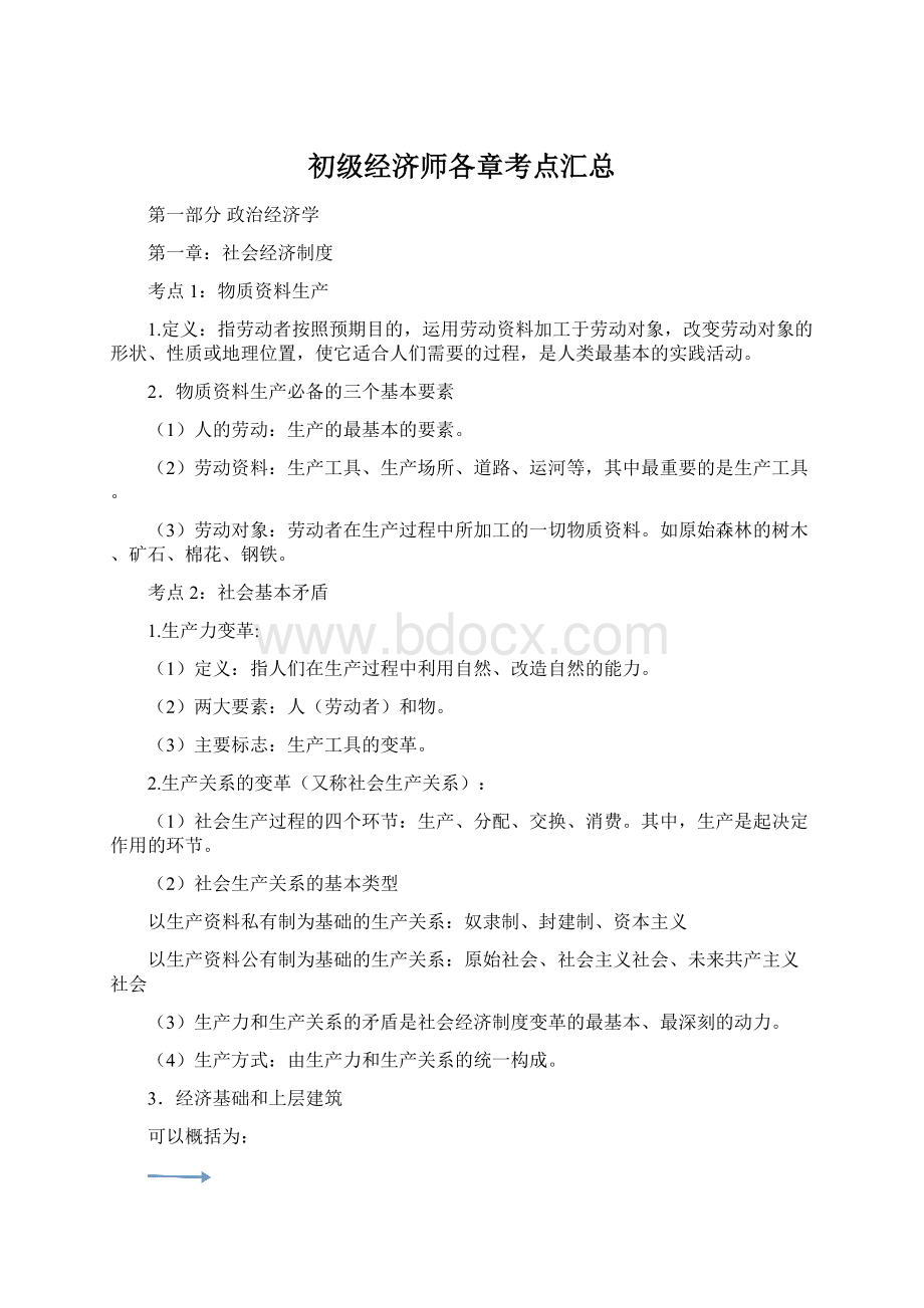 初级经济师各章考点汇总.docx