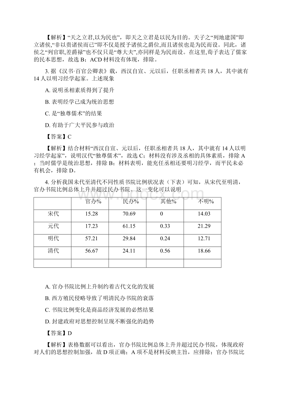 黑龙江省大庆中学学年高二上学期期末考试历史试题 精校Word解析打印版.docx_第2页