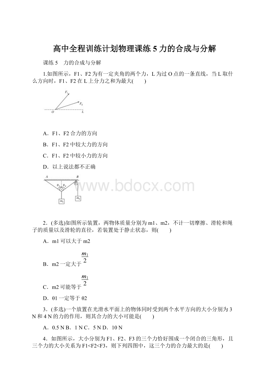 高中全程训练计划物理课练5 力的合成与分解.docx_第1页